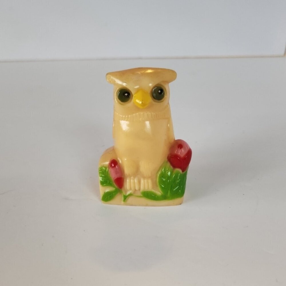Vintage Celluloid Owl Salt & Pepper Shaker 50s 60s MCM Retro Kitchen Ecl…
